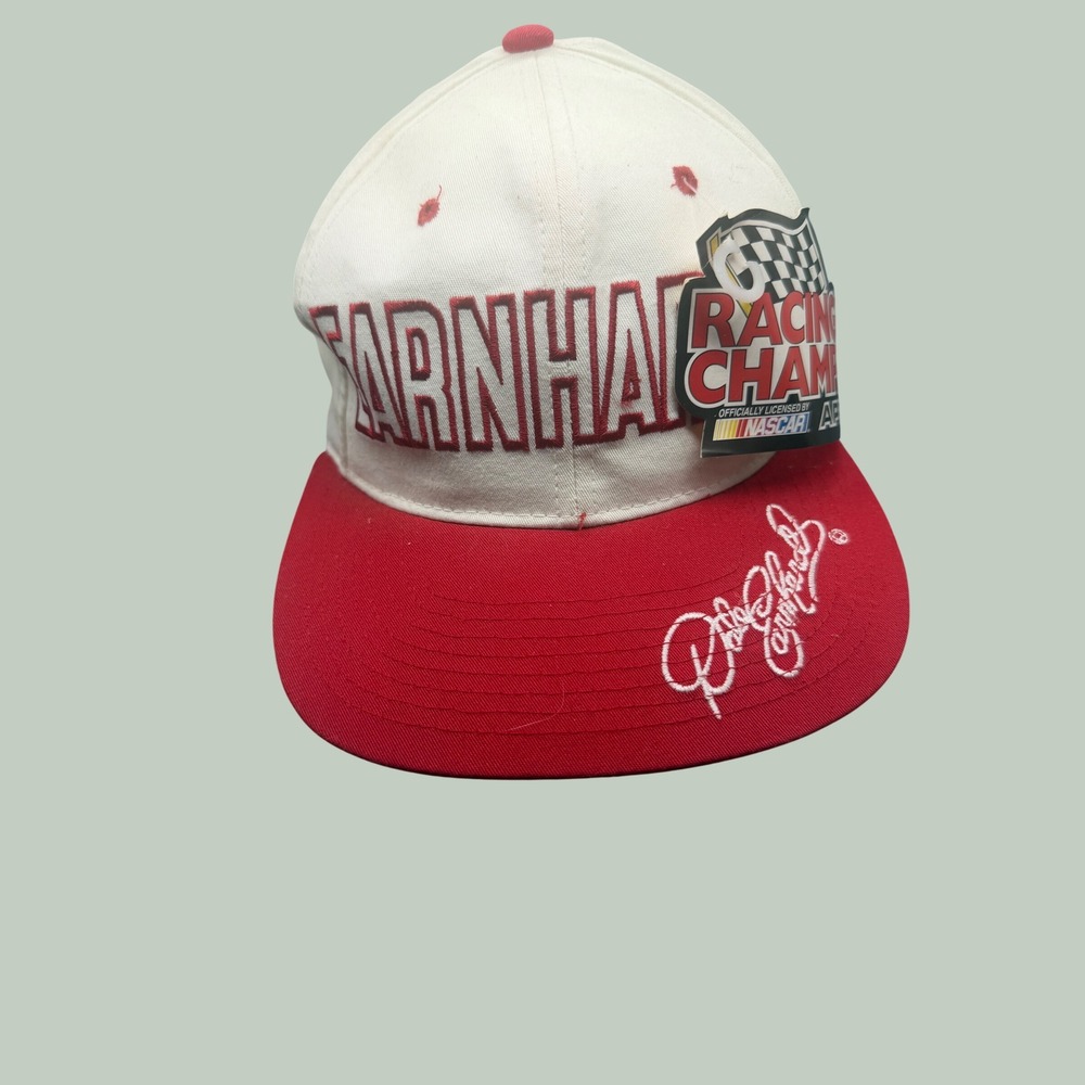 Vintage Racing Champions Hat Adjustable White Red Dale Earnhardt NASCAR 3